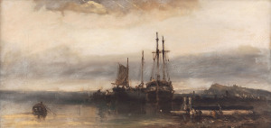 WILLIAM McALPINE (English, active 1840 - 1880) Maritime scene, circa 1860, named & dated verso on stretcher, 30 x 61cm.