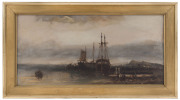 WILLIAM McALPINE (English, active 1840 - 1880) Maritime scene, circa 1860, ​named & dated verso on stretcher, 30 x 61cm. - 2