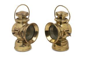 LUCAS "King Of The Road" pair of antique car head lamps, early 20th century, have been fitted for electricity, ​31cm high