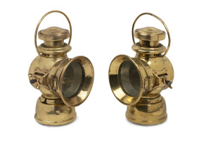 LUCAS "King Of The Road" pair of antique car head lamps, early 20th century, have been fitted for electricity, 31cm high