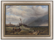 European School, (Unloading in Rough Seas), oil on canvas, early-mid.19th Century, - 2