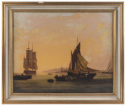 European School, (In the harbour at Sunset), oil on canvas, mid-19th Century, - 2