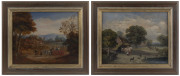 Artist Unknown, A pair of naive farmyard scenes, oil on board, both 30 x 38cm (approx.)