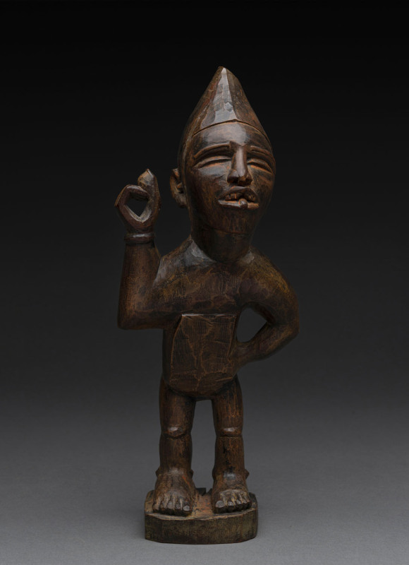 A male fetish figure, carved wood, Bakongo tribe, Congo, 26.5cm high