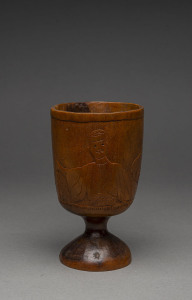 Greek folk art carved wooden goblet, 19th century, ​16cm high