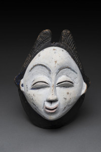 A rare tribal mask, carved wood with painted finish Punu tribe, Gabon, 29cm high