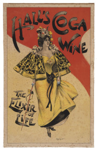 Dudley HARDY (1865-1922) "Hall's Coca Wine : The Elixer of Life", colour lithograph, c1915, 68 x 43cm.