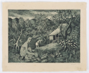 RAY AUSTIN CROOKE (1922-2015) Native design (No.2), etching, titled lower left, signed and dated "48" lower right, 15 x 19cm. - 3