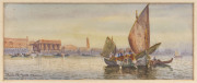 Artist Unknown A pair of Venetian harbour scenes titled "Bridge of Sighs, Venice" and "The Fundamenta, Venice", watercolours, later 19th Century, both titled lower left and signed (illegibly) lower right, - 2