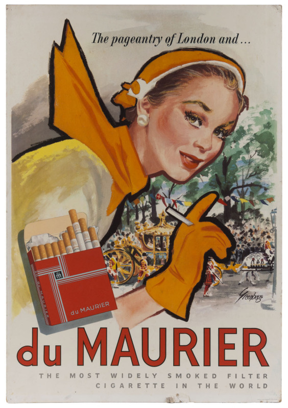 JOSEPH (JOE) GREENBERG (1923 - 2007), A set of three (3) colour lithographic du Maurier cigarette posters, circa 1953, featuring glamorous women in exotic locations: Madeira, London and New York, all with the same by line "The Most Widely Smoked Filter Ci