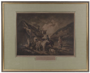 W. WARD, after GEORGE MORLAND (1763 - 1804), Hand-coloured engravings titled "The Thatcher" (published 1783), "The Dairy Farm" (1788) and "Cottagers" (1791), all framed (2 glazed), each overall 63 x 80cm (approx.). - 2