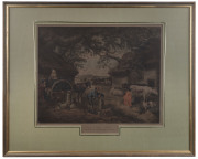 W. WARD, after GEORGE MORLAND (1763 - 1804), Hand-coloured engravings titled "The Thatcher" (published 1783), "The Dairy Farm" (1788) and "Cottagers" (1791), all framed (2 glazed), each overall 63 x 80cm (approx.). - 6