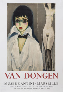 Kees VAN DONGEN (Netherlands, 1877-1968), Exhibition poster for Musee Cantini - Marseille, June - September 1969, printed by Mourlot, with "Musee Cantini #00201" handstamp verso, 69 x 49cm.