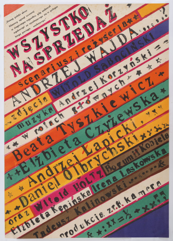 POLISH FILM POSTER: Wszystko na Sprzedaz (Everything for Sale) written and directed by Andrzej WAJDA, 1968, poster artwork by Franciszek Starowieyski, 82 x 58cm. Also, another film poster of the same period. (2 items).