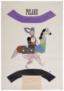TRAVEL POSTER: Henryk TOMASZEWSKI (Poland, 1914 - 2005), POLAND: See Poland delight in its colourful folklore, 1966, signed & dated in the plate, with affixed label re accommodation, 97 x 67cm. Also, a CYRK poster, and two film posters of the same period. (4 items).