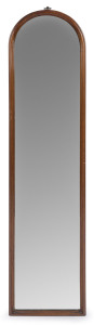 An antique mahogany framed mirror with arched top and bevelled glass, 19th century, 125 x 29cm