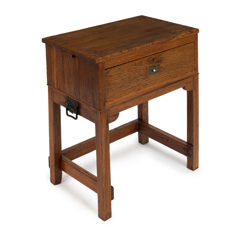 An unusual hardwood occasional table with single drawer, circa 1900, 65cm high, 57cm wide, 38cm deep