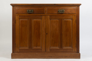 An antique English walnut cabinet, 19th century, 97cm high, 122cm wide, 55cm deep