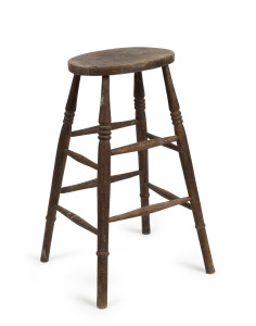 JOE GREENBERG'S artist's stool, elm and beech, early 20th century, 75cm high