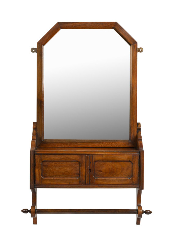 An English walnut wall mounted toiletry cabinet, 19th century, ​84cm high, 51cm wide, 15cm deep