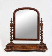 An antique English mahogany toilet mirror with barley twist columns, 19th century, ​61cm high, 64cm wide, 25cm deep