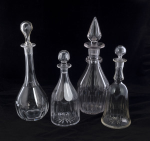 Four antique crystal and glass decanters, 19th century, ​the largest 35cm high
