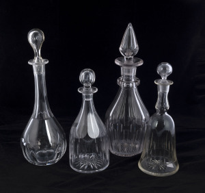 Four antique crystal and glass decanters, 19th century, the largest 35cm high