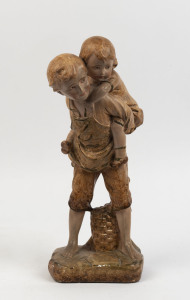 A Continental chalk ware figural group, signed "Triaka & Co.", late 19th century, 48cm high
