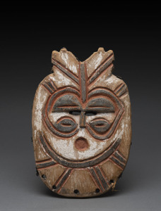 A dance mask, carved wood and earth pigments, Bakete tribe, Congo, 31cm high