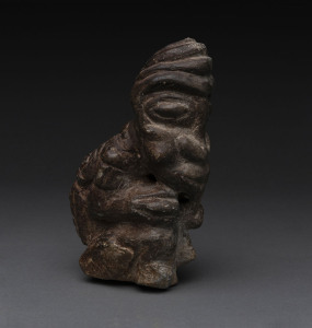 A funerary figure, carved stone, Kissi tribe, Guinea, 17cm high