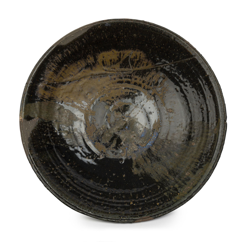 MILTON MOON Australian studio pottery fruit bowl, incised "Milton Moon", ​46.5cm diameter