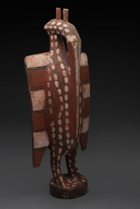 PORPIANONG bird totem, carved wood with paint and earth pigment, Senufo tribe, Ivory Coast, 90cm high