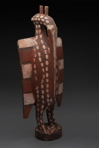 PORPIANONG bird totem, carved wood with paint and earth pigment, Senufo tribe, Ivory Coast, ​90cm high