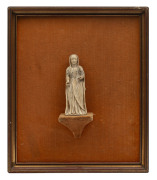 A Dieppe carved ivory female saint statue, 17th/18th century, later mounting, 13.5cm high