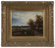 European School Rural scene with village in the distance, oil on board, late 18th/early 19th Century, ​21 x 26cm. - 2