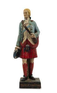 "PRINCE CHARLES DRAMBUIE LIQUEUR" point of sale advertising statue, painted compound rubber, early 20th century, ​41cm high
