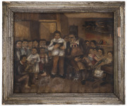 Artist Unknown, (A reading in the cobbler's workroom), oil on canvas, early 19th Century, 24.5 x 29.5cm. - 2