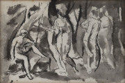 Fritz ZEYMER (Austrian, 1886 - 1940), Sketch (figures), pen and ink on paper, initialled "FZ" and dated "1919" at lower right, 12.5 x 17.5cm