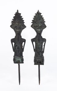 Two Edan figures, cast bronze, Yoruba tribe, Nigeria, ​24.5cm high