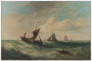 William P. ROGERS (English, active 1842 - 1883), Fishing Boats on the North Sea, oil on canvas, circa 1870, signed lower left, titled verso, 50.5 x 75.5cm.