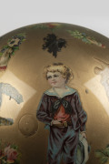 A glass globe with internal découpage decoration on cast metal base, ​45cm high - 2