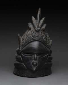 Bunda mask, carved and patinated wood, Mendi tribe, Sierra Leone, 42cm high.