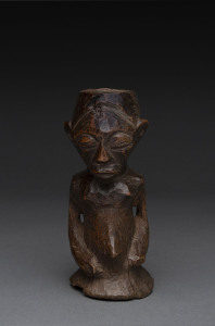 A male fetish figure, carved wood, Basongye tribe, Congo, 15cm high