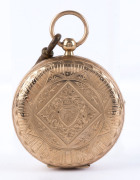 An antique 9ct rose gold gents pocket watch with fusee movement engraved "Alexander, London, Chronometer Makers To The Admiralty", ​19th century, 7.5cm high overall - 2