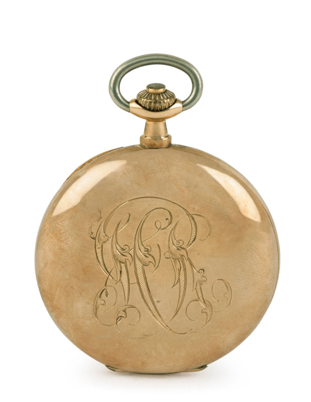 A 14ct rose gold cased full hunter gents pocket watch with crown wind, 19th century, ​7cm high