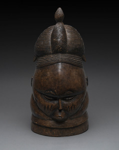 A Bundu mask, carved and patinated wood, Mendi tribe, Sierra Leone, 44cm high