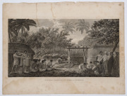John WEBBER (1752 - 1793), "A HUMAN SACRIFICE, in a MORAI, in OTAHEITE.", "An OFFERING before CAP'T COOK, in the SANDWICH ISLANDS.", "A DANCE in OTAHEITE", and "A NIGHT DANCE by WOMEN, in HAPAEE" engraved plates based on Webber's original drawings and pai - 2