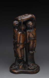 Flores ARIAS, Mexican folkart sculpture, carved timber, signed "ARIAS" mid 20th century, 53cm high