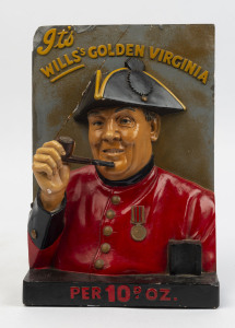 "IT'S WILL'S GOLDEN VIRGINIA" pipe tobacco point of sale advertising display, painted chalk ware, late 19th century, 31cm high