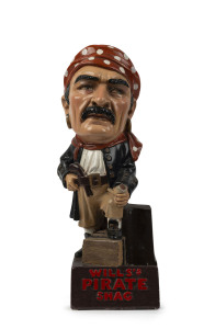 "WILL'S PIRATE SHAG" tobacco advertising point sale statue, late 19th early 20th century, ​37cm high